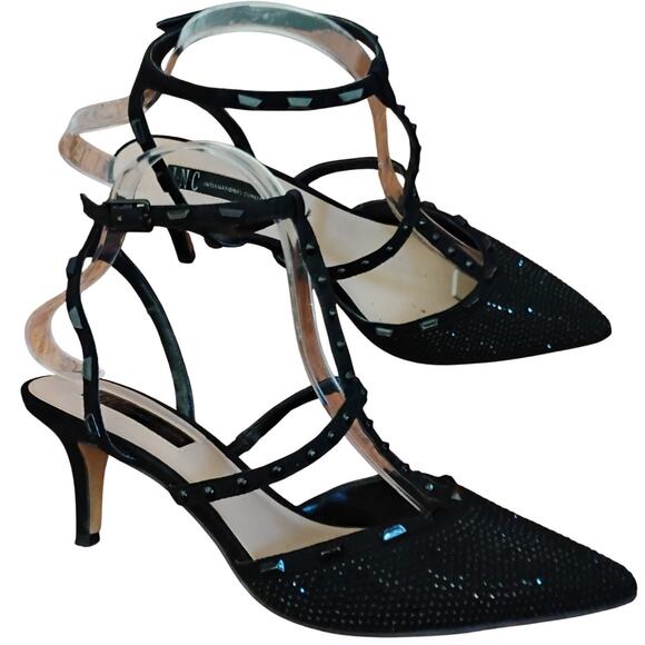 INC International Concepts Black Beaded Pointed Toe Stiletto Heels 8M 3in Glam - Picture 17 of 17